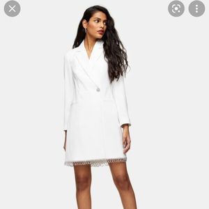 White Bridal Blazer Dress with Crystal Trim